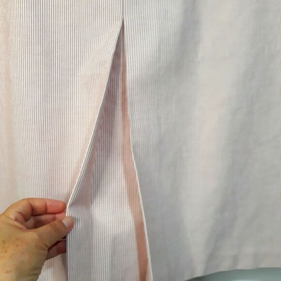 Brooks Brothers woven in Italy Skirt striped  white pink front size 14 c… - Picture 5 of 12